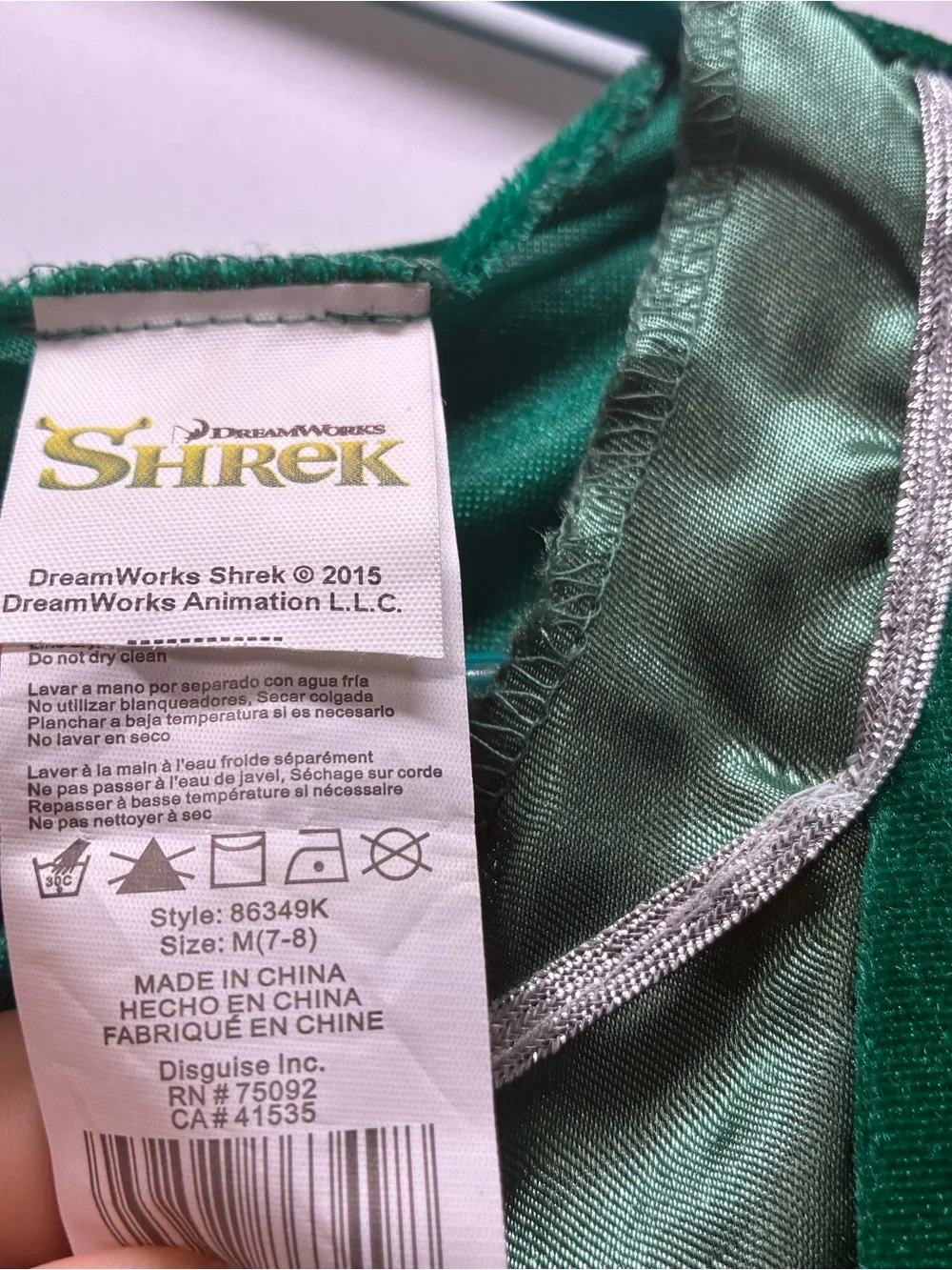 Shrek Fiona Girls Medium 7 8 Green Sparkly Gown Dress Halloween Costume